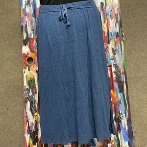 Eileen Fisher Large 100% Linen Skirt, Medium Blue, Elastic Waist, Size L